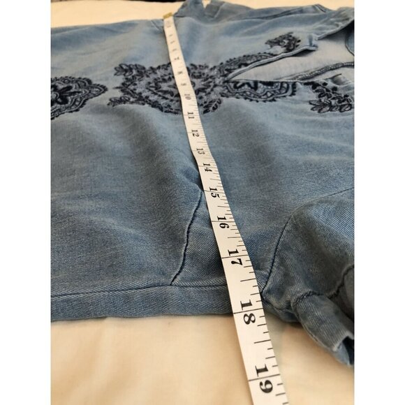 Westport Womens Embroidered Chambray Dress Size 2 Blue Western Boho Cowgirl - Picture 8 of 9